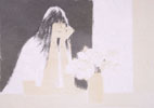 Claudine au Casaquin blanc et au bouquet blanc 2 - Claudine in a white shirt with a white bouquet 2