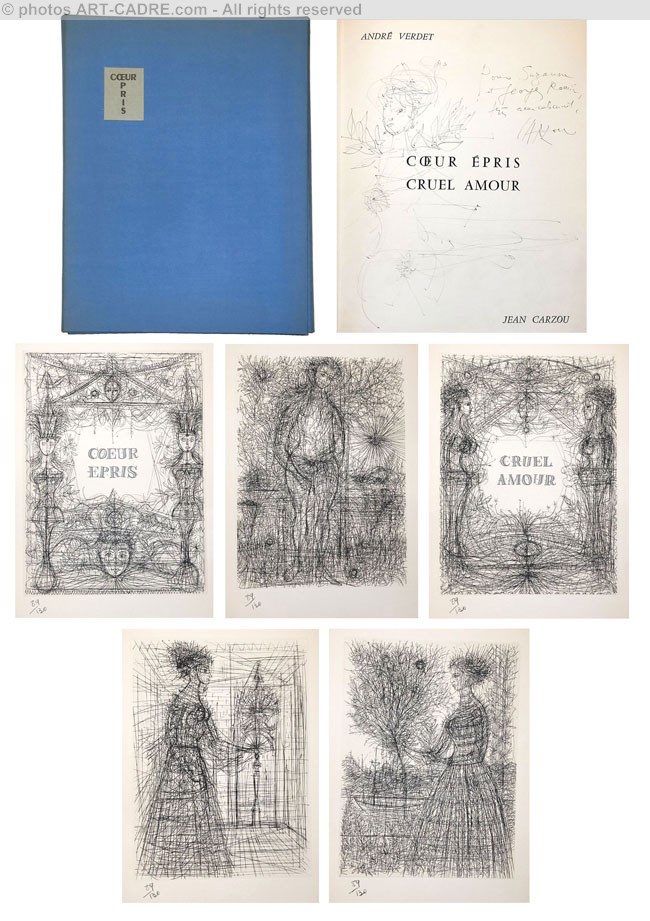 Coeur pris, cruel amour. Pointes sches originales de Jean Carzou 
