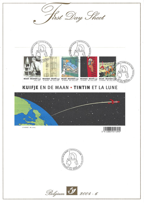 Tintin et la Lune - First Day Sheets Clickez pour zoomer